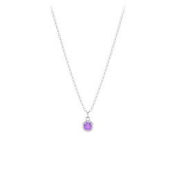 Bezel Set Multi-Birthstone Drop Necklace in 925 Sterling Silver with Amethyst