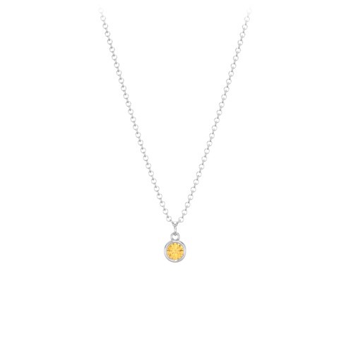 Bezel Set Multi-Birthstone Drop Necklace – Sterling Silver with Citrine
