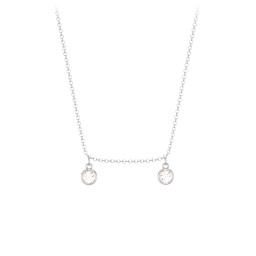 Bezel Set Birthstone Drop Necklace - 2 Stone