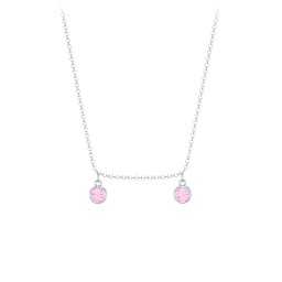 Bezel Set Birthstone Drop Necklace - 2 Stone