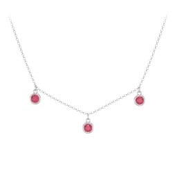 Bezel Set Birthstone Drop Necklace - 3 Stone