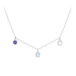 Bezel Set Birthstone Drop Necklace - 3 Stone