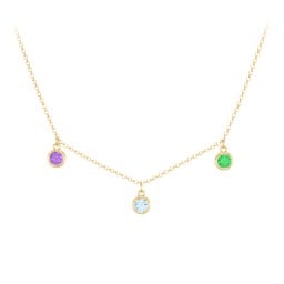 Bezel Set Birthstone Drop Necklace - 3 Stone