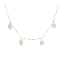 Bezel Set Birthstone Drop Necklace - 4 Stone