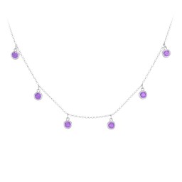 Bezel Set Birthstone Drop Necklace - 6 Stone