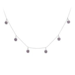 Bezel Set Birthstone Drop Necklace - 6 Stone
