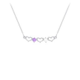 Heart To Heart Necklace with 2 Birthstones
