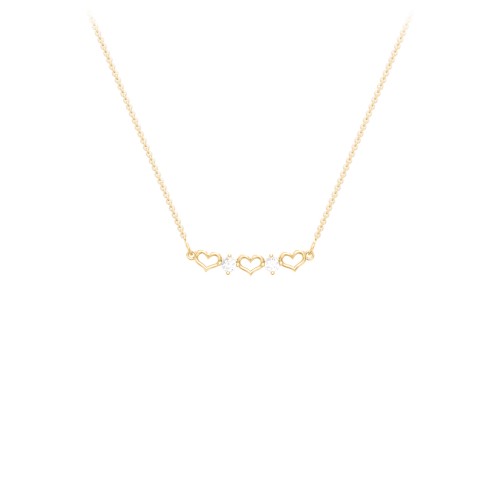 Heart To Heart Necklace with 2 Birthstones – 10K Yellow Gold with Diamond