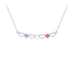 Heart To Heart Necklace with 3 Birthstones