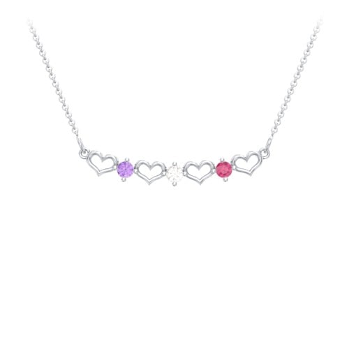 Heart To Heart Necklace with 3 Birthstones