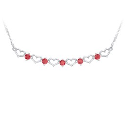 Heart To Heart Necklace with 5 Birthstones in 925 Sterling Silver with Garnet
