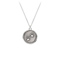 Engravable Paw Prints Medallion Necklace
