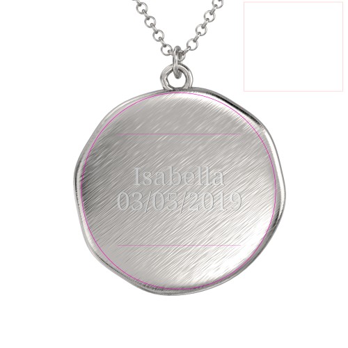 Engravable Baby Footprint Medallion Necklace with Birthstone – Sterling Silver with Pink Tourmaline