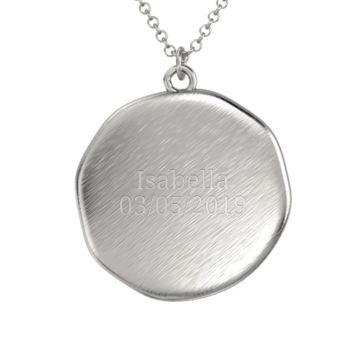 Engravable Baby Footprint Medallion Necklace with Birthstone – Sterling Silver with Blue Topaz