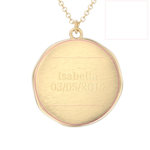 Engravable Baby Footprint Medallion Necklace with Birthstone – 10K Yellow Gold with Emerald
