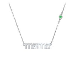 Mama Necklace In Modern Font with Satellite Birthstone