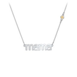 Mama Necklace In Modern Font with Satellite Birthstone