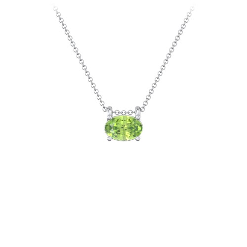East-West Oval Necklace with Gemstone