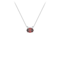 East-West Oval Necklace with Gemstone in 925 Sterling Silver with Garnet
