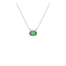 East-West Oval Necklace with Gemstone in 925 Sterling Silver with Emerald