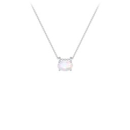 East-West Oval Necklace with Gemstone in 925 Sterling Silver with Opal