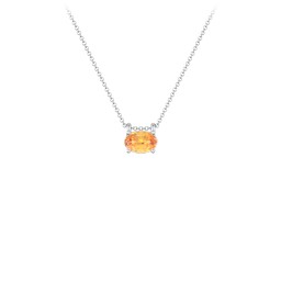 East-West Oval Necklace with Gemstone in 925 Sterling Silver with Citrine