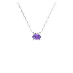 East-West Oval Necklace with Gemstone in 925 Sterling Silver with Amethyst