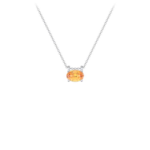 East-West Oval Necklace with Gemstone – Sterling Silver with Citrine