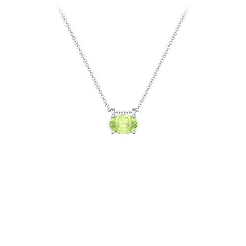 East-West Oval Necklace with Gemstone – Sterling Silver with Peridot