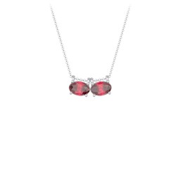 East-West Oval Necklace with 2 Gemstones