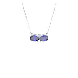 East-West Oval Necklace with 2 Gemstones