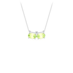 East-West Oval Necklace with 2 Gemstones in 925 Sterling Silver with Peridot