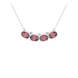 East-West Oval Necklace with 4 Gemstones in 925 Sterling Silver with Ruby