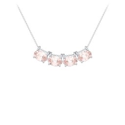 East-West Oval Necklace with 4 Gemstones in 925 Sterling Silver with Morganite