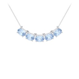 East-West Oval Necklace with 5 Gemstones