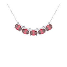 East-West Oval Necklace with 5 Gemstones