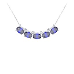East-West Oval Necklace with 5 Gemstones