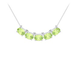East-West Oval Necklace with 5 Gemstones in 925 Sterling Silver with Peridot
