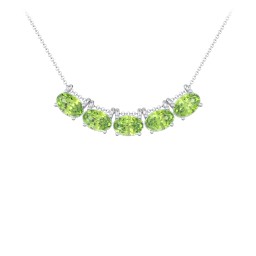 East-West Oval Necklace with 5 Gemstones in 925 Sterling Silver with Peridot