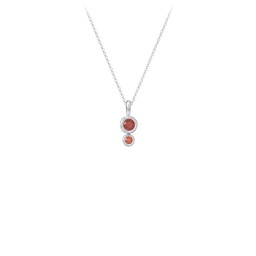 Generations 2-Stone Bezel Set Mother's Necklace in 925 Sterling Silver with Garnet