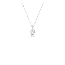 Generations 2-Stone Bezel Set Mother's Necklace in 925 Sterling Silver with Aquamarine