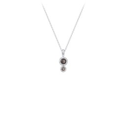 Generations 2-Stone Bezel Set Mother's Necklace in 925 Sterling Silver with Smokey Quartz