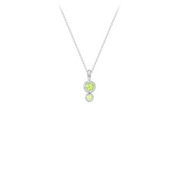 Generations 2-Stone Bezel Set Mother's Necklace in 925 Sterling Silver with Peridot