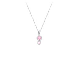 Generations 2-Stone Bezel Set Mother's Necklace in 925 Sterling Silver with Pink Tourmaline