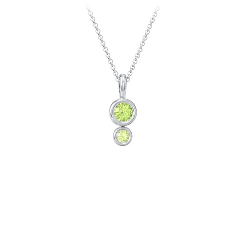Generations 2-Stone Bezel Set Mother's Necklace – Sterling Silver with Peridot