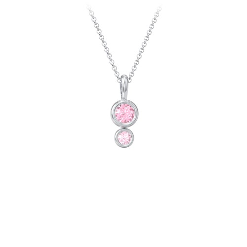 Generations 2-Stone Bezel Set Mother's Necklace – Sterling Silver with Pink Tourmaline