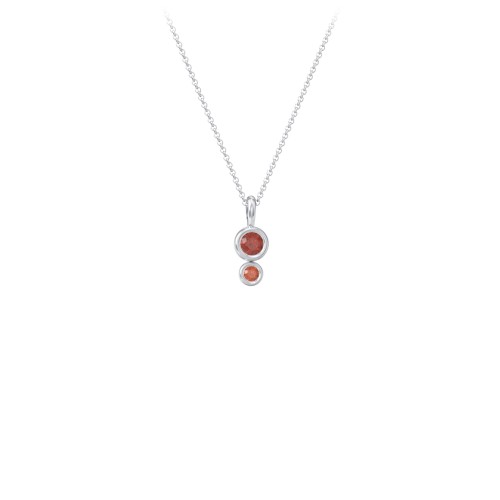 Generations 2-Stone Bezel Set Mother's Necklace – Sterling Silver with Garnet
