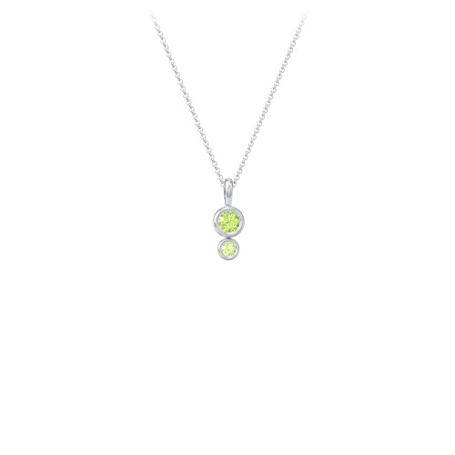 Generations 2-Stone Bezel Set Mother's Necklace – Sterling Silver with Peridot