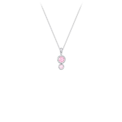 Generations 2-Stone Bezel Set Mother's Necklace – Sterling Silver with Pink Tourmaline