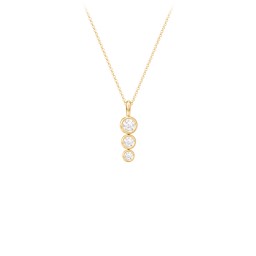 Generations 3-Stone Bezel Set Mother's Necklace in 10K Solid Yellow Gold with Diamond